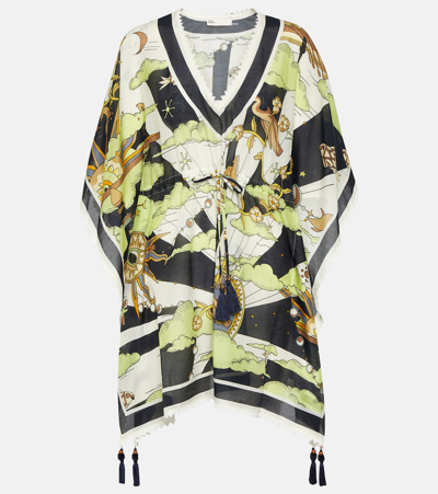 Shop Tory Burch Printed Cotton And Silk Minidress In Multicoloured