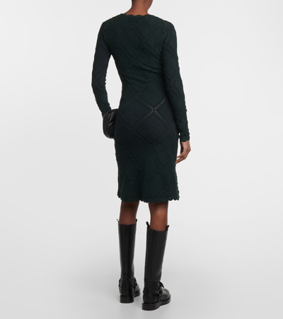 Shop Burberry Aran Wool-blend Midi Dress In Vine