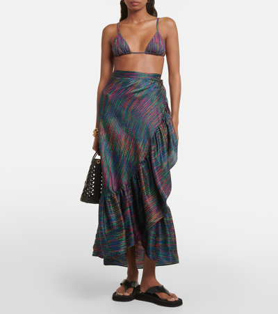 Shop Eres Néon Printed Silk Satin Wrap Skirt In Imprime Cameleon