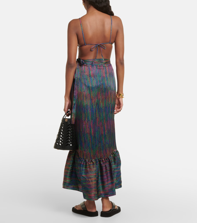 Shop Eres Néon Printed Silk Satin Wrap Skirt In Imprime Cameleon