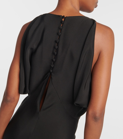 Loro Piana Milena Draped Silk Midi Dress In Black
