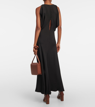 Shop Loro Piana Flared Silk Maxi Dress In Black