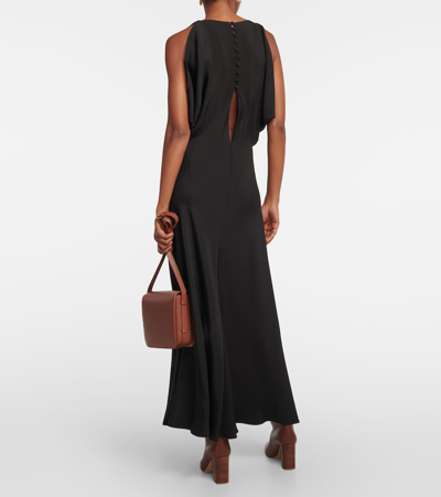 Loro Piana Milena Draped Silk Midi Dress In Black