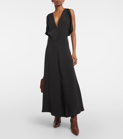 Shop Loro Piana Flared Silk Maxi Dress In Black