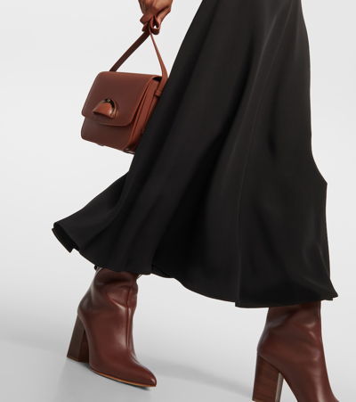 Loro Piana Milena Draped Silk Midi Dress In Black