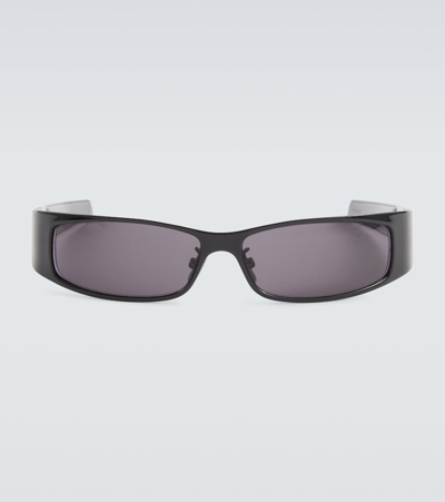 Shop Givenchy G Scape Rectangular Sunglasses In Shiny Black  / Smoke