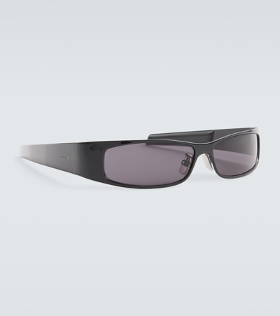 Shop Givenchy G Scape Rectangular Sunglasses In Shiny Black  / Smoke