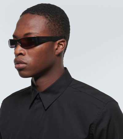Givenchy G Scape Rectangular Sunglasses In Shiny Black  / Smoke