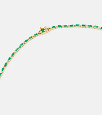 Shop Suzanne Kalan Linear 18kt Gold Tennis Necklace With Emeralds In Green