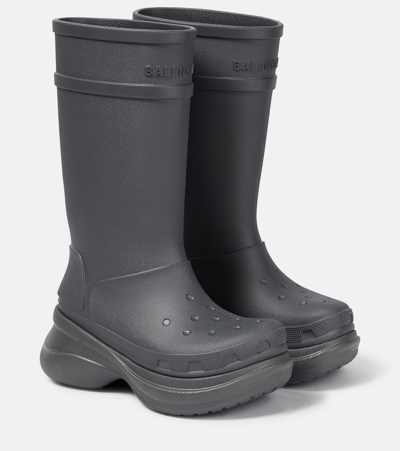 Balenciaga Grey Crocs Edition Rubber Boots In Grey