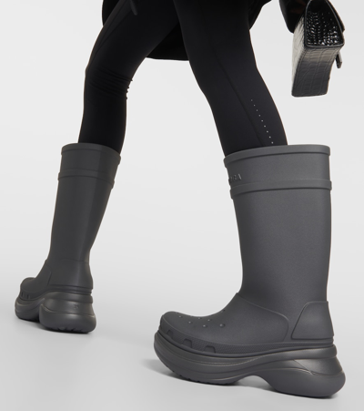 Balenciaga Grey Crocs Edition Rubber Boots In Grey