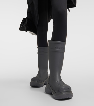 Balenciaga Grey Crocs Edition Rubber Boots In Grey