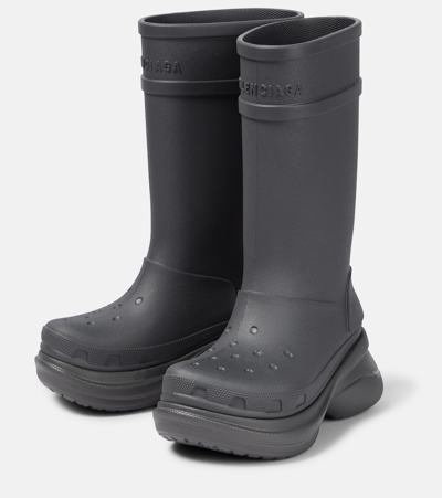 Balenciaga Grey Crocs Edition Rubber Boots In Grey