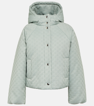 Shop Gucci Gg Canvas Puffer Jacket In Frozen Ice/mix