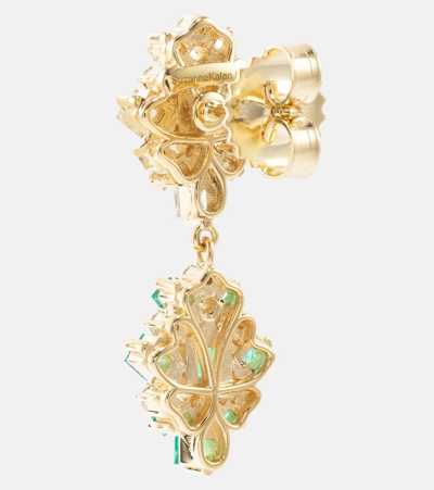 Suzanne Kalan La Fantaisie 18kt Gold Drop Earrings With Diamonds And Emeralds In Multicoloured