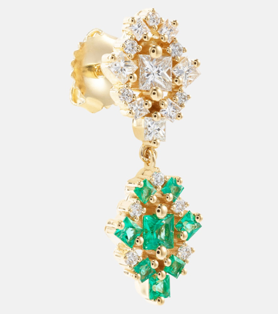 Suzanne Kalan La Fantaisie 18kt Gold Drop Earrings With Diamonds And Emeralds In Multicoloured