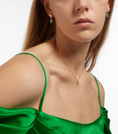 Suzanne Kalan La Fantaisie 18kt Gold Drop Earrings With Diamonds And Emeralds In Multicoloured