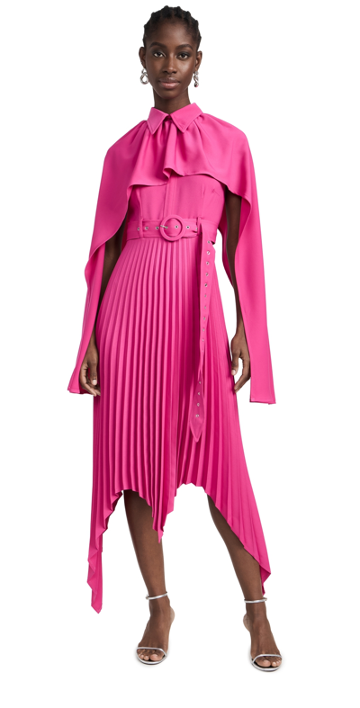 Shop Thebe Magugu Scarf Pleated Dress Cerise Pink