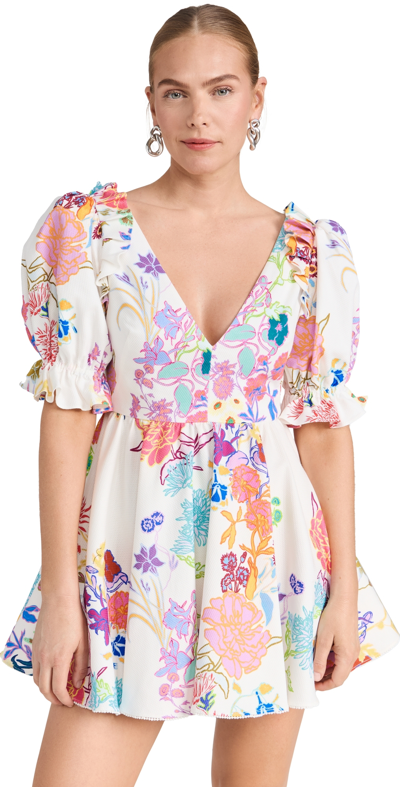 Borgo De Nor Aja Pique Mini Dress In Jardin - White