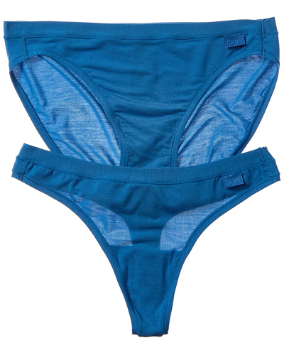Shop Dkny 2pk Bikini & Thong Set In Blue