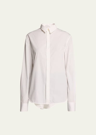 Shop Wardrobe.nyc Classic Button Up Poplin Shirt In White