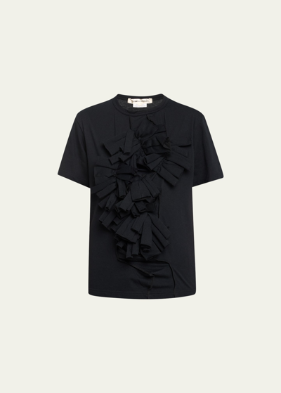 Shop Comme Des Garçons Crew Neck Ruffled T-shirt In Black