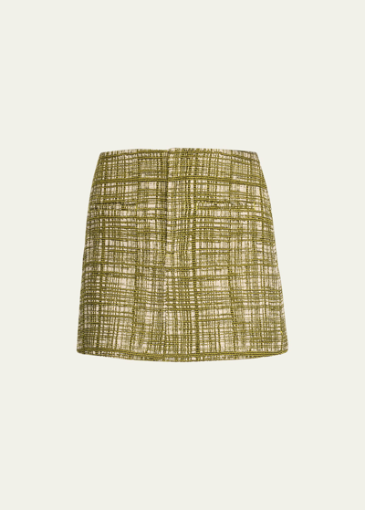 Shop Jason Wu Ultra Mini Tweed Skirt In Moss Multi