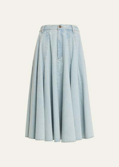 Shop Jason Wu Circle-cut Denim Midi Skirt In Light Wash
