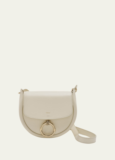 Shop Chloé Arlene Crossbody Bag In Box Leather In Misty Ivory