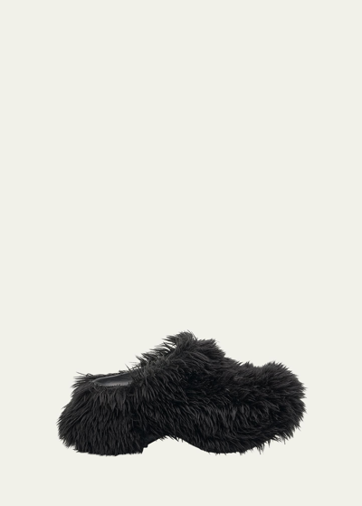 Shop Balenciaga X Crocs Men's Faux Fur Mules In Black