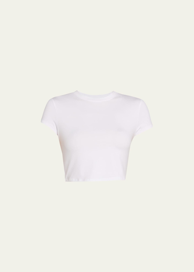 Shop Alo Yoga Alosoft Finesse Short-sleeve Crop Top In White