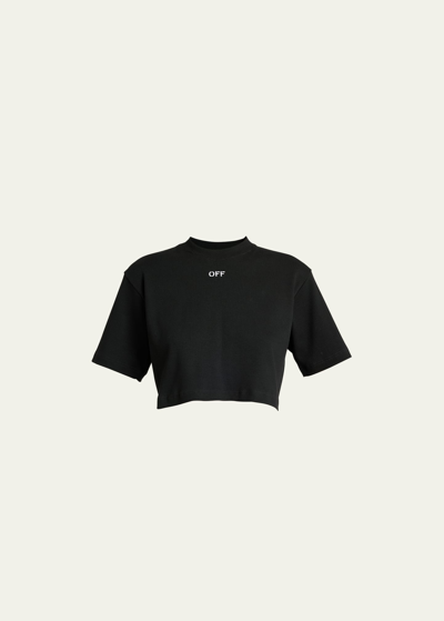 Shop Off-white Off Stamp Rib Cropped Tee In Black White