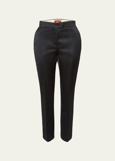 Shop Altuzarra Todd Pleated Satin Pants In Black