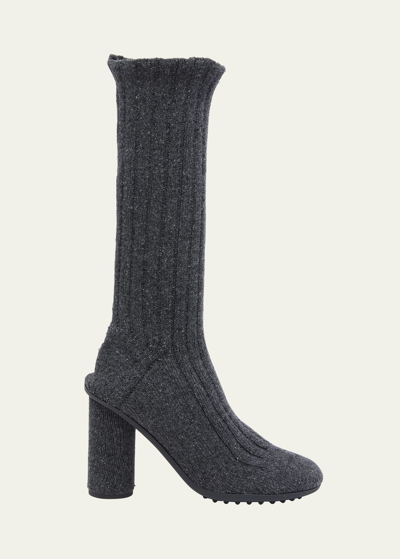 Shop Bottega Veneta Atomic Wool Tall Sock Boots In 1370 Anthracite