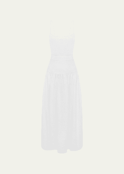 Shop Bird & Knoll Posy Drop-waist Midi Dress In White