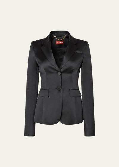 Shop Altuzarra Fenice Satin Blazer Jacket In Black