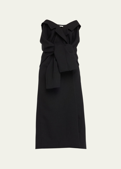 Shop The Row Arpelle Strapless Wool Midi Dress In Black