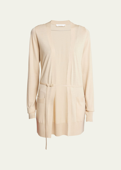 Shop Chloé Open-front Wool Knit Cardigan In Hot Sand