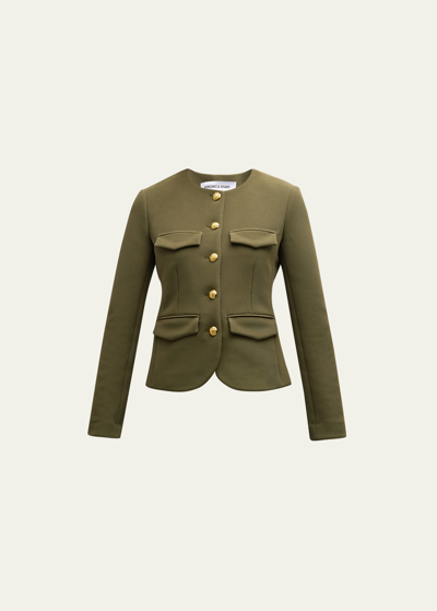 Shop Veronica Beard Kensington Tailored Knit Jacket In Army