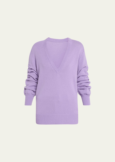 Shop Michael Kors Cashmere Push-sleeve Knit Sweater In Freesia