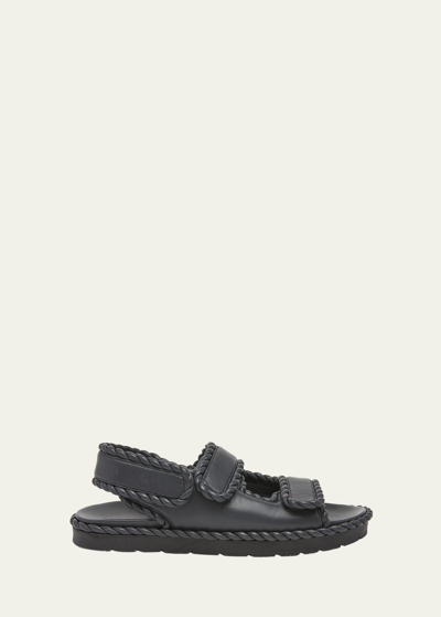 Shop Bottega Veneta Jack Leather Braid Dual-band Sandals In Black