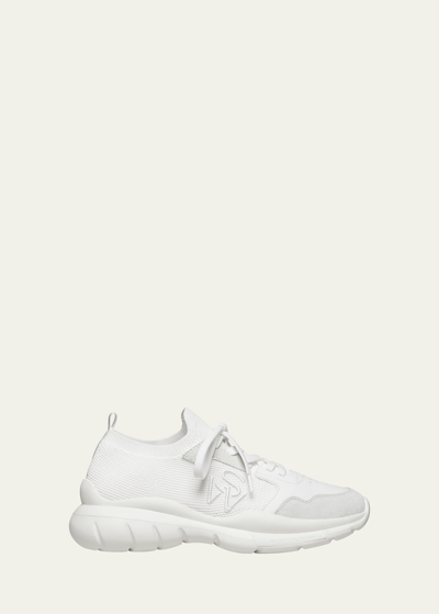 Shop Stuart Weitzman 5050 Stretch Knit Chunky Runner Sneakers In White