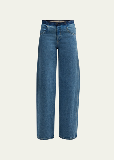 Shop Christopher Esber Deconstructed Denim Straight-leg Jeans In Indigo