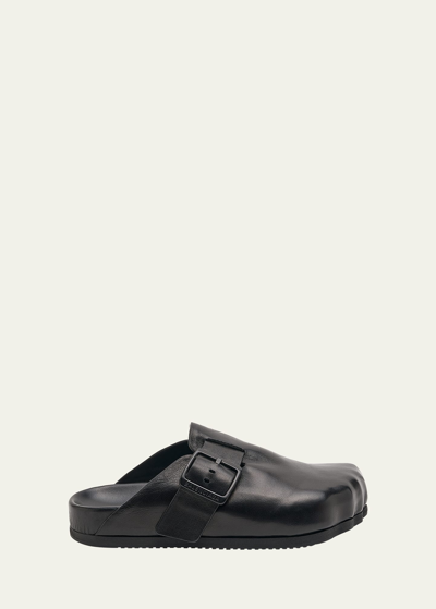 Shop Balenciaga Men's Sunday Matte Calfskin Mules In Black