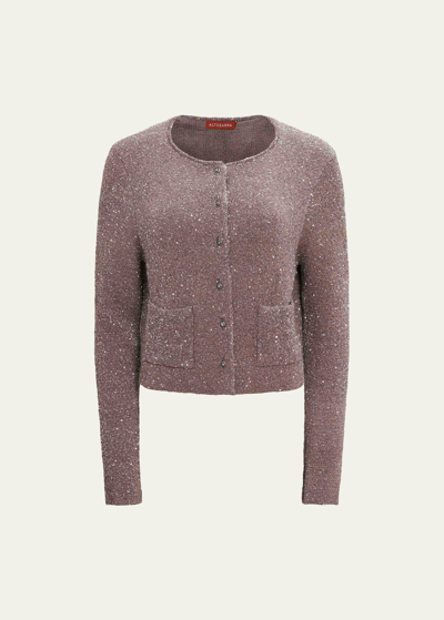 Shop Altuzarra Welles Sparkle Knit Sweater With Buttons In Truffle