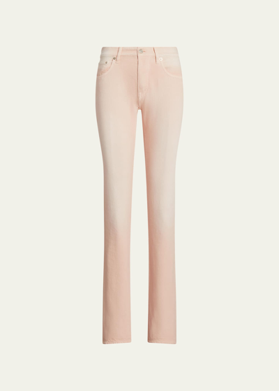 Shop Ralph Lauren 750 Mid-rise Straight-leg Ankle Denim Jeans In Pink
