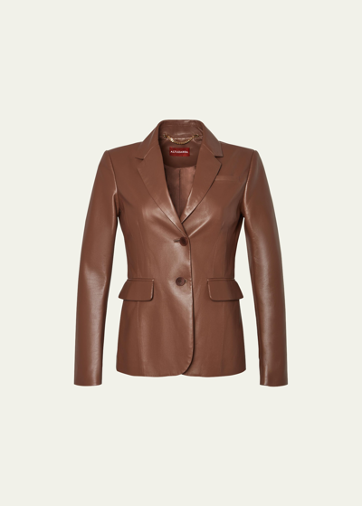 Shop Altuzarra Fenice Leather Blazer Jacket In Mustang