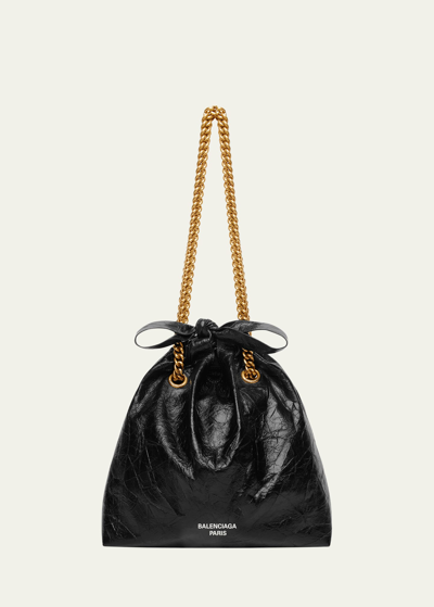 Shop Balenciaga Crush Small Leather Tote Bag In 1000 Black