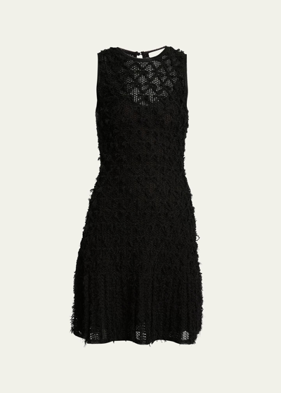 Shop Chloé Tweed Lace Knit Mini Dress In Black