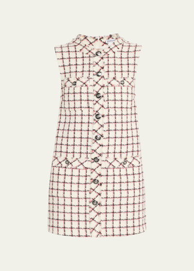 Shop Veronica Beard Laurel Sleeveless Tweed Mini Dress In Ecru Multi